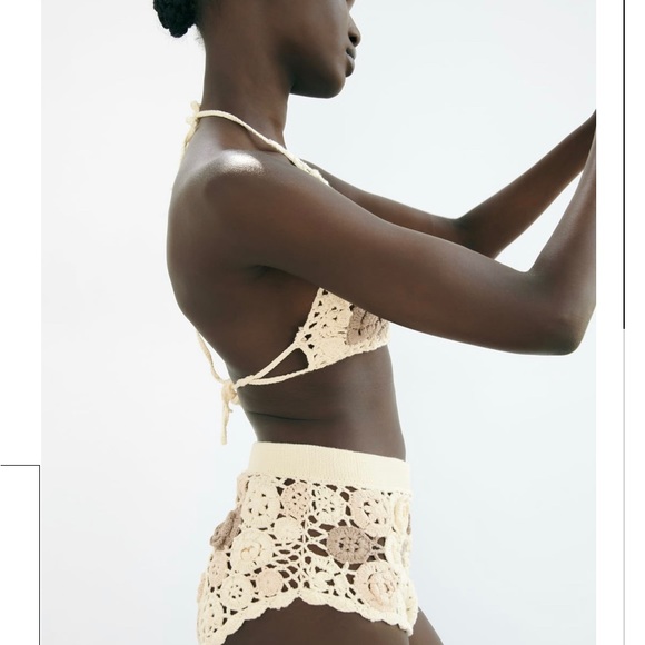 ZARA NWT FLORAL CROCHET KNIT BOTTOM AND BRALETTE TO LIMITED EDITION BIKINI M-L - Picture 2 of 6